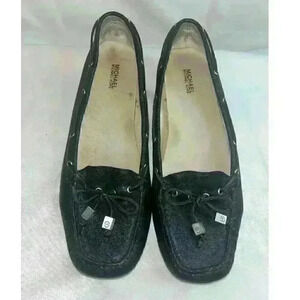 Michael Kors Black Leather Moccasin Flats with Tassels  - Size 9‎